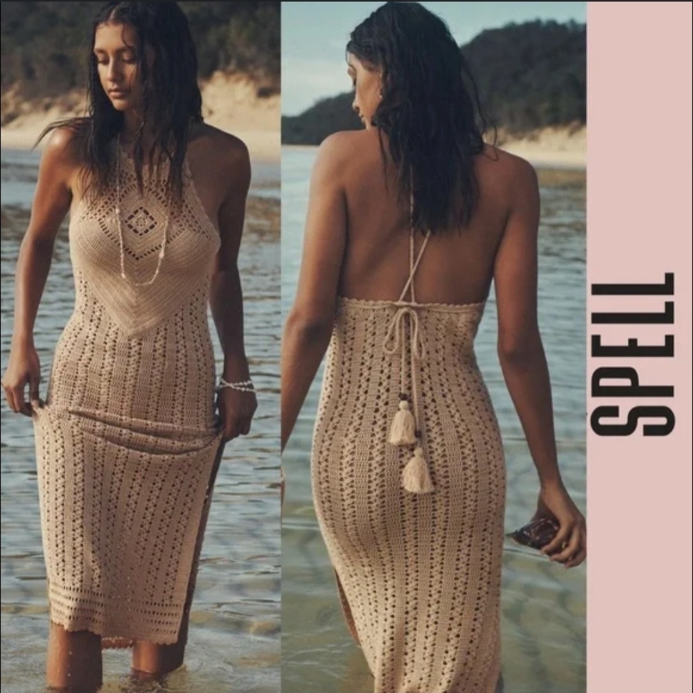 Spell Mirage Crochet Midi Dress